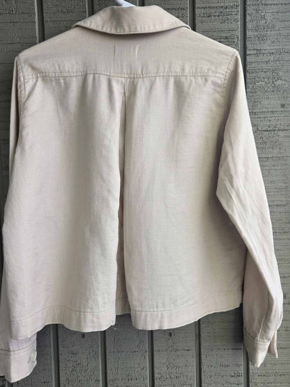 LOFT Utility Cotton Light Beige Button Front Jacket XS - Picture 2 of 6